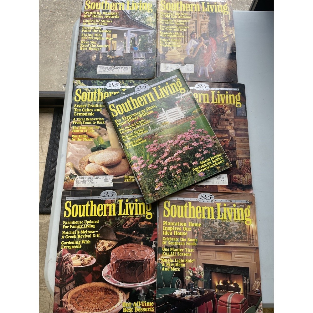 Vintage Southern Living Magazines Lot Of 7 Year 1990 Feb Mar Apr May July Nov De